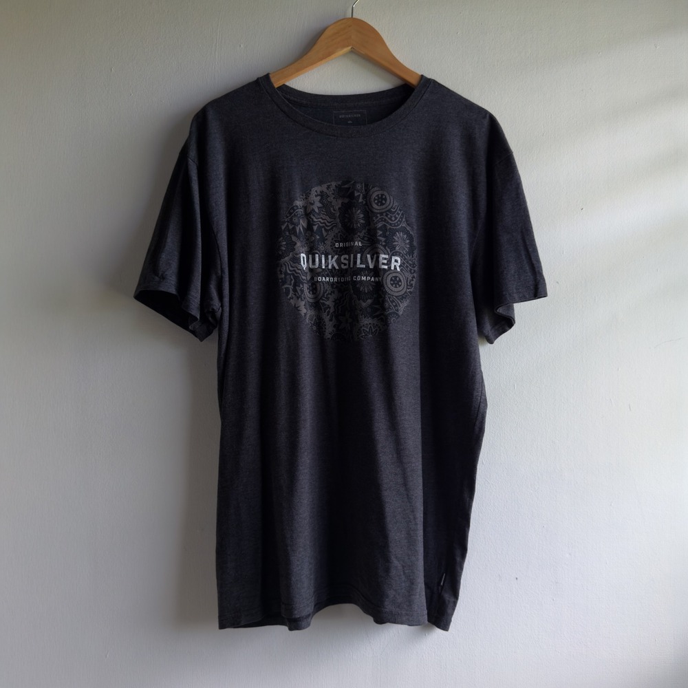 Quiksilver Graphic T-Shirt Mens XXL Charcoal Gray Mandala Surf Tee